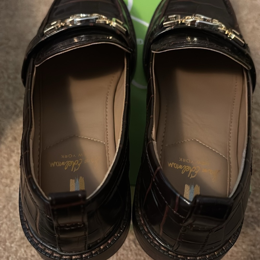 Sam Edelman Espresso Croc Embossed Loafers Size 5.5 - Picture 5 of 5